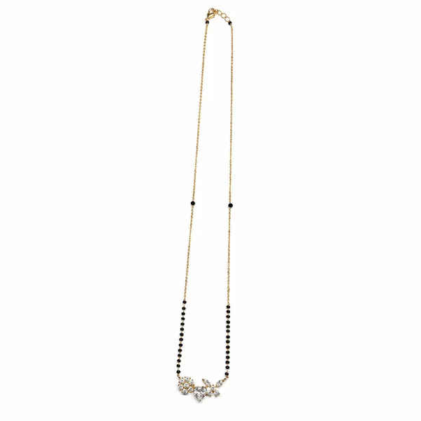 RIDHVEE_Gold_Plated_Mangalsutra_for_Women_|_Anti-Tarnish_Black_Bead_Chain_with_Crystal_Floral_Pendant_|_Stylish_Short_Mangalsutra_Daily_Wear_Jewellery_(RV-AT-MGL-014)