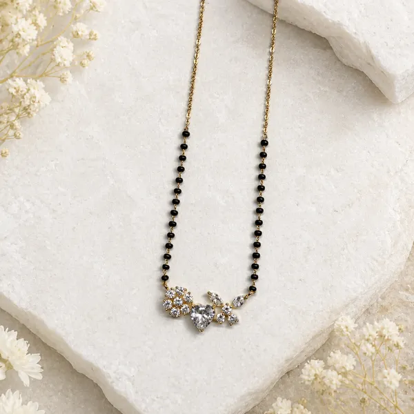 RIDHVEE_Gold_Plated_Mangalsutra_for_Women_|_Anti-Tarnish_Black_Bead_Chain_with_Crystal_Floral_Pendant_|_Stylish_Short_Mangalsutra_Daily_Wear_Jewellery_(RV-AT-MGL-014)