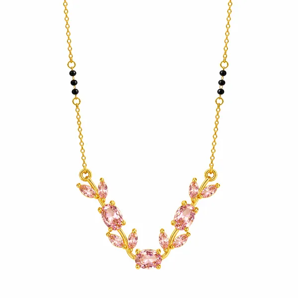 RIDHVEE_Anti-Tarnish_Mangalsutra_for_Women_|_Gold_Plated_Black_Bead_Chain_with_Pink_CZ_Stone_Pendant_|_Latest_Designer_Daily_Wear_Mangalsutra_|_Bridal_&_Traditional_Jewellery_Gift_for_Women__RV-AT-MGL-016