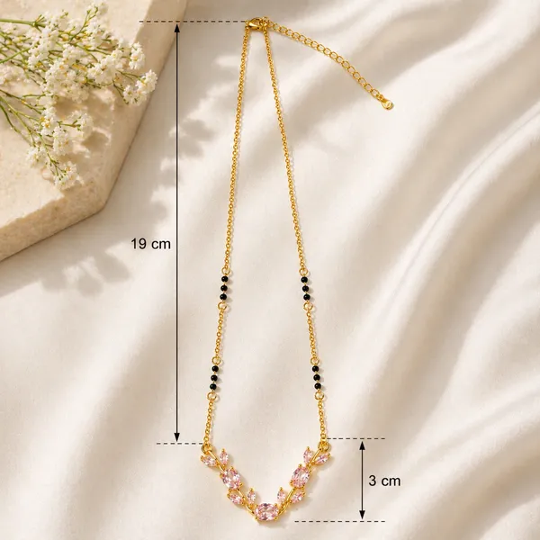 RIDHVEE_Anti-Tarnish_Mangalsutra_for_Women_|_Gold_Plated_Black_Bead_Chain_with_Pink_CZ_Stone_Pendant_|_Latest_Designer_Daily_Wear_Mangalsutra_|_Bridal_&_Traditional_Jewellery_Gift_for_Women__RV-AT-MGL-016