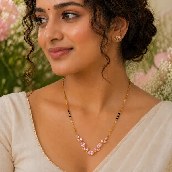 RIDHVEE_Anti-Tarnish_Mangalsutra_for_Women_|_Gold_Plated_Black_Bead_Chain_with_Pink_CZ_Stone_Pendant_|_Latest_Designer_Daily_Wear_Mangalsutra_|_Bridal_&_Traditional_Jewellery_Gift_for_Women__RV-AT-MGL-016