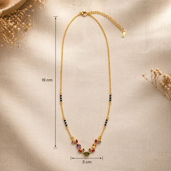 RIDHVEE_Anti-Tarnish_Mangalsutra_for_Women_|_Gold_Plated_Black_Bead_Chain_with_Multicolor_CZ_Stone_Floral_Pendant_|_Latest_Designer_Daily_Wear_Mangalsutra_|_Bridal_&_Traditional_Jewellery_Gift_RV-AT-MGL-018
