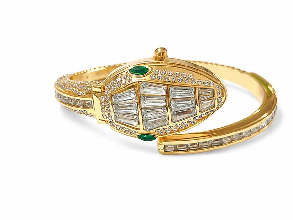 RIDHVEE_Premium_Gold_Plated_Bracelet_Watch_for_Women_|_Anti-Tarnish_Skin_Friendly_Designer_CZ_Studded_Cuff_Watch_with_Emerald_Accent_|_Luxury_Fashion_Jewellery_Watch_RV-AT-WTC-009