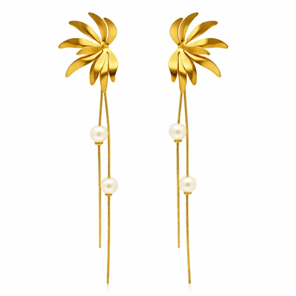 Ridhvee_Anti-Tarnish_Gold_Plated_Pearl_Drop_Earrings_For_Women_&_Girls_|_Elegant_Leaf_Design_Long_Dangle_Earrings_|_Butterfly_Clasp_|_Skin_Friendly_Lightweight_Fashion_Jewellery_|_Rv-At-Erg-013