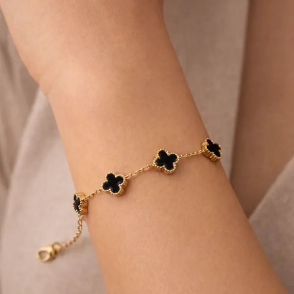 Ridhvee_Anti-Tarnish_Gold_Plated_Black_Clover_Bracelet_For_Women_&_Girls_|_Adjustable_Lucky_Clover_Charm_Bracelet_|_Skin_Friendly_Lightweight_Fashion_Jewellery_|_Rv-At-Brc-008