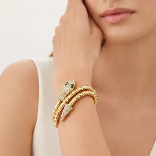 Ridhvee_Anti-Tarnish_Double_Snake_Gold_Plated_Fold-Over_Kada_Bangle_-_Skin-Friendly_Cz_Emerald_Bracelet_For_Women_-_Rv-At-Kab-001