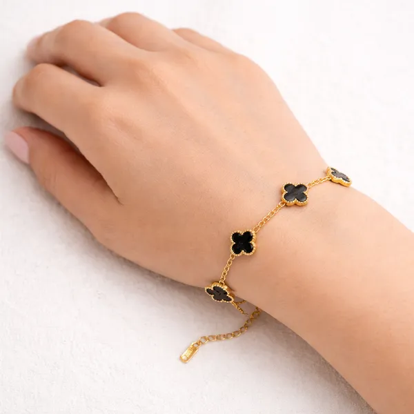 Ridhvee_Anti-Tarnish_Gold_Plated_Black_Clover_Charm_Bracelet_For_Women_&_Girls_|_Big_Clover_Design_Adjustable_Bracelet_|_Skin_Friendly_Lightweight_Fashion_Jewellery_|_Rv-At-Brc-015