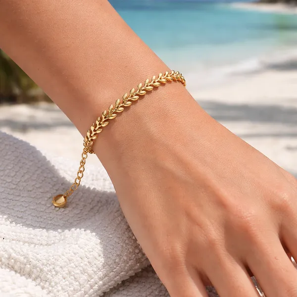 Ridhvee_Anti-Tarnish_Gold_Plated_Leaf_Chain_Bracelet_For_Women_&_Girls_|_Elegant_Leaf_Link_Adjustable_Bracelet_|_Skin_Friendly_Lightweight_Fashion_Jewellery_|_Rv-At-Brc-011