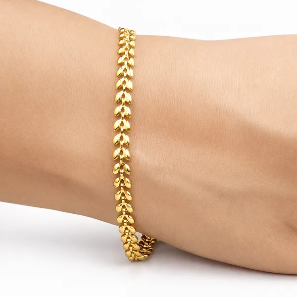 Ridhvee_Anti-Tarnish_Gold_Plated_Leaf_Chain_Bracelet_For_Women_&_Girls_|_Elegant_Leaf_Link_Adjustable_Bracelet_|_Skin_Friendly_Lightweight_Fashion_Jewellery_|_Rv-At-Brc-011