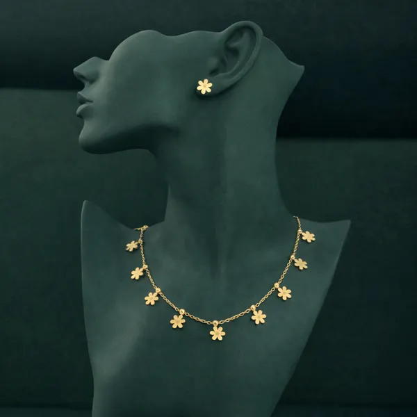 Ridhvee_Gold_Plated_Anti-Tarnish_Necklace_Set_For_Women_|_Adjustable_Lobster_Clasp_Neck_Chain_|_Skin_Friendly_Elegant_Jewellery_Set_|_Stylish_Necklace_For_Girls_&_Women