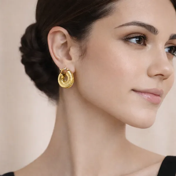 Ridhvee_Gold_Plated_Anti-Tarnish_Hoop_Earrings_For_Women_&_Girls_|_Textured_Chunky_Hoop_Design_|_Skin_Friendly_Lightweight_Earrings_|_Hinged_Clasp_Secure_Fit_|_Trendy_Fashion_Jewellery_Gift_|_Rv-At-Erg-011