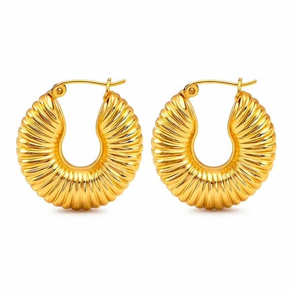 Ridhvee_Gold_Plated_Anti-Tarnish_Hoop_Earrings_For_Women_&_Girls_|_Textured_Chunky_Hoop_Design_|_Skin_Friendly_Lightweight_Earrings_|_Hinged_Clasp_Secure_Fit_|_Trendy_Fashion_Jewellery_Gift_|_Rv-At-Erg-011