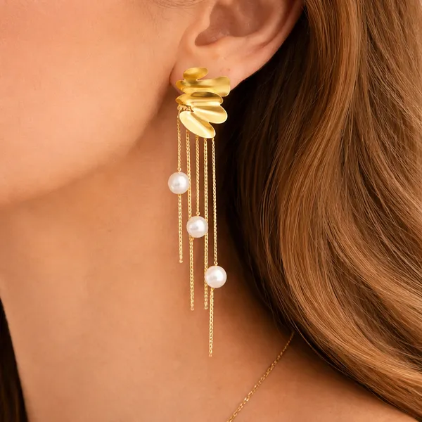Ridhvee_Anti-Tarnish_Gold_Plated_Long_Pearl_Chain_Drop_Earrings_For_Women_&_Girls_|_Stylish_Leaf_Design_With_Pearl_Tassels_|_Butterfly_Clasp_|_Skin_Friendly_Statement_Earrings_|_Rv-At-Erg-008