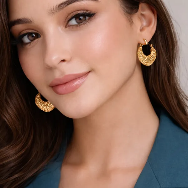 Ridhvee_18K_Gold_Plated_Hammered_Hoop_Heart_Shaped_Earrings_For_Women,_Waterproof_Textured_Hoops,_2.5Cm,_Hypoallergenic_Stainless_Steel_Anti_Tarnish_|_Rv-At-Erg-004