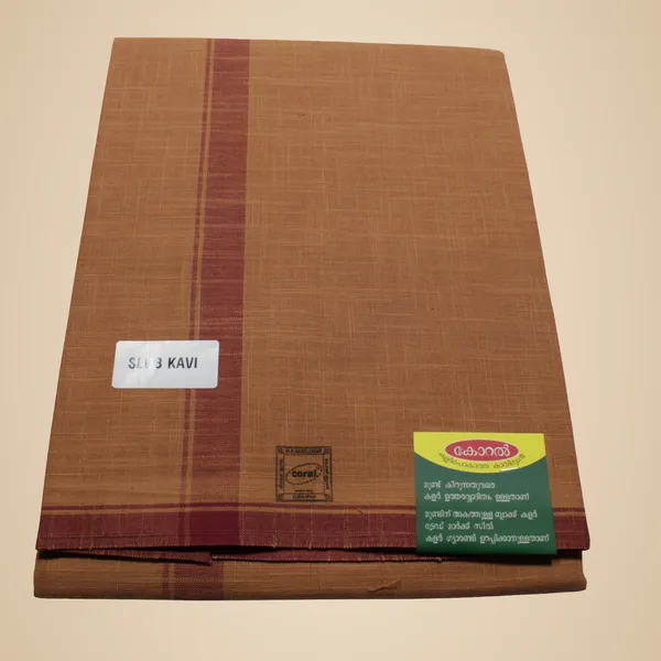 Cotton_Men'S_Single_Coral_Kavi_Mundu_With_Border-2Mtrs