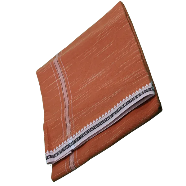 Light_Brown_Cotton_Men'S_Single_Dhoti_With_Border-2Mtrs