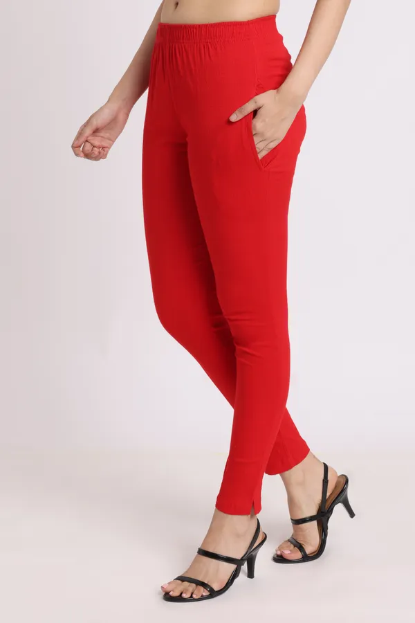 Red_Rayon_Chudhidar_Pant_For_Women
