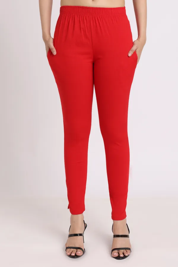 Red_Rayon_Chudhidar_Pant_For_Women