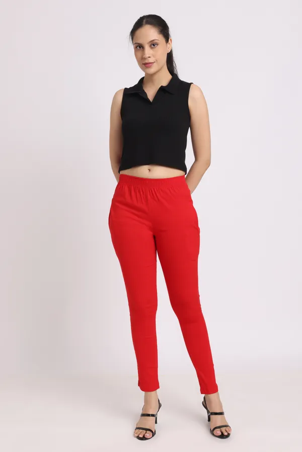 Red_Rayon_Chudhidar_Pant_For_Women