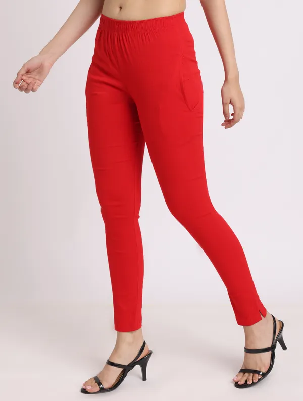 Red_Rayon_Chudhidar_Pant_For_Women
