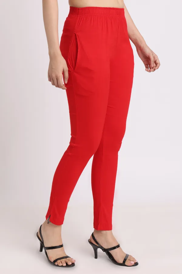 Red_Rayon_Chudhidar_Pant_For_Women