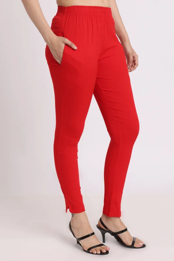 Red_Rayon_Chudhidar_Pant_For_Women