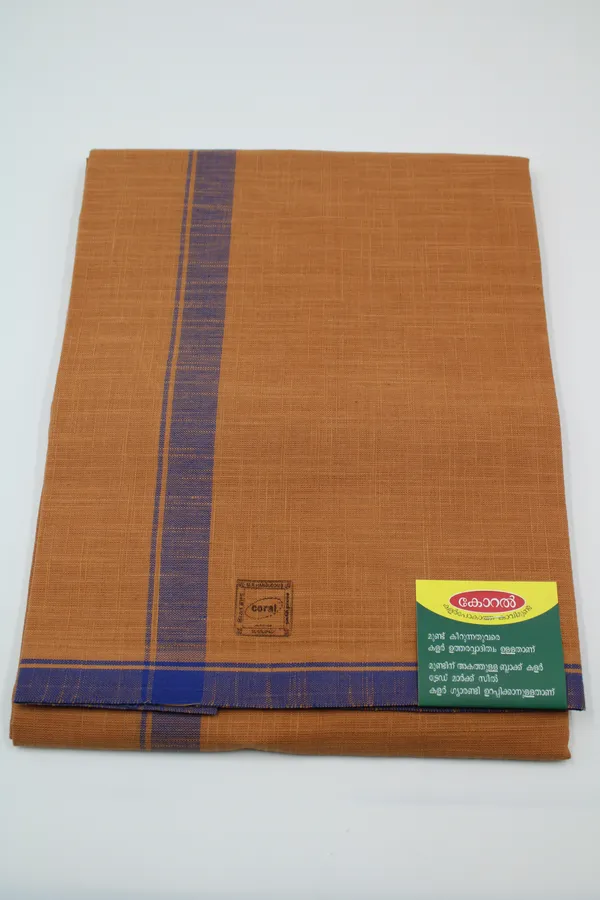 Cotton_Men'S_Single_Coral_Kavi_Mundu_With_Border-2Mtrs