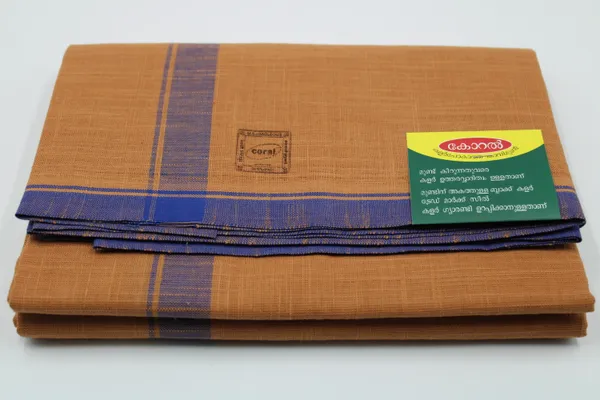Cotton_Men'S_Single_Coral_Kavi_Mundu_With_Border-2Mtrs