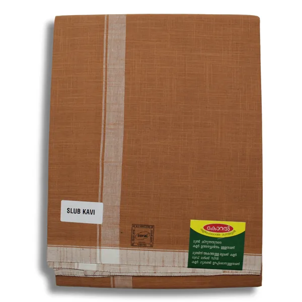 Cotton_Men'S_Single_Coral_Kavi_Mundu_With_Border-2Mtrs