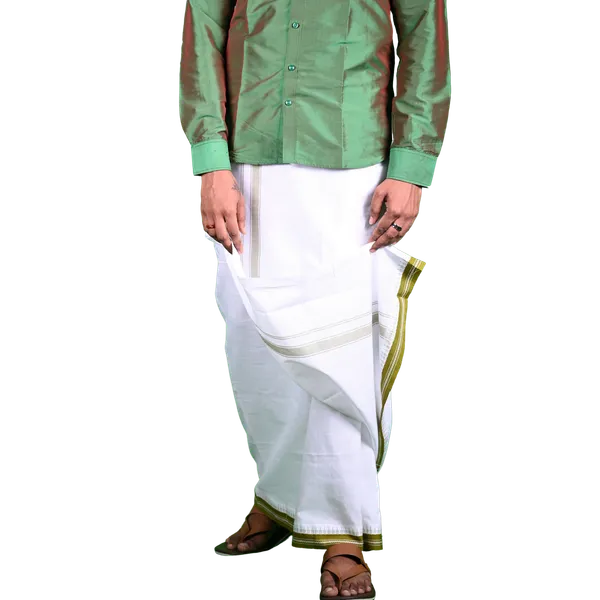 Cotton_Men'S_Single_Dhoti_With_Border-2Mtrs