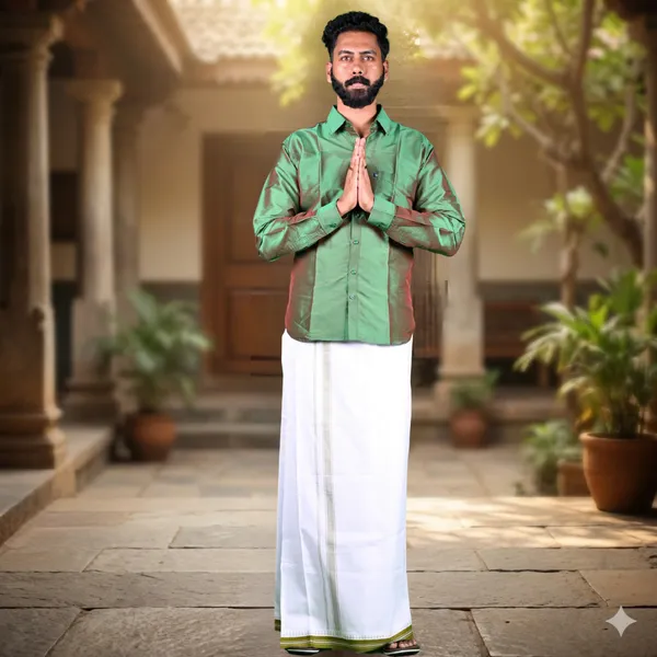 Cotton_Men'S_Single_Dhoti_With_Border-2Mtrs