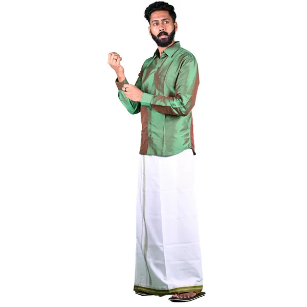Cotton_Men'S_Single_Dhoti_With_Border-2Mtrs