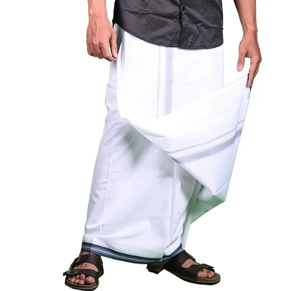 Cotton_Men'S_Single_Dhoti_With_Border-2Mtrs