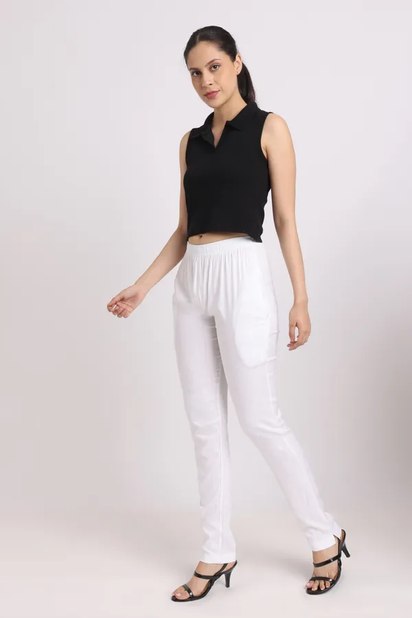White_Rayon_Chudhidar_Pant_For_Women