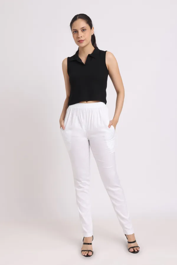 White_Rayon_Chudhidar_Pant_For_Women