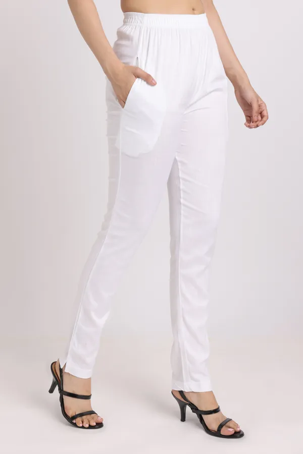 White_Rayon_Chudhidar_Pant_For_Women