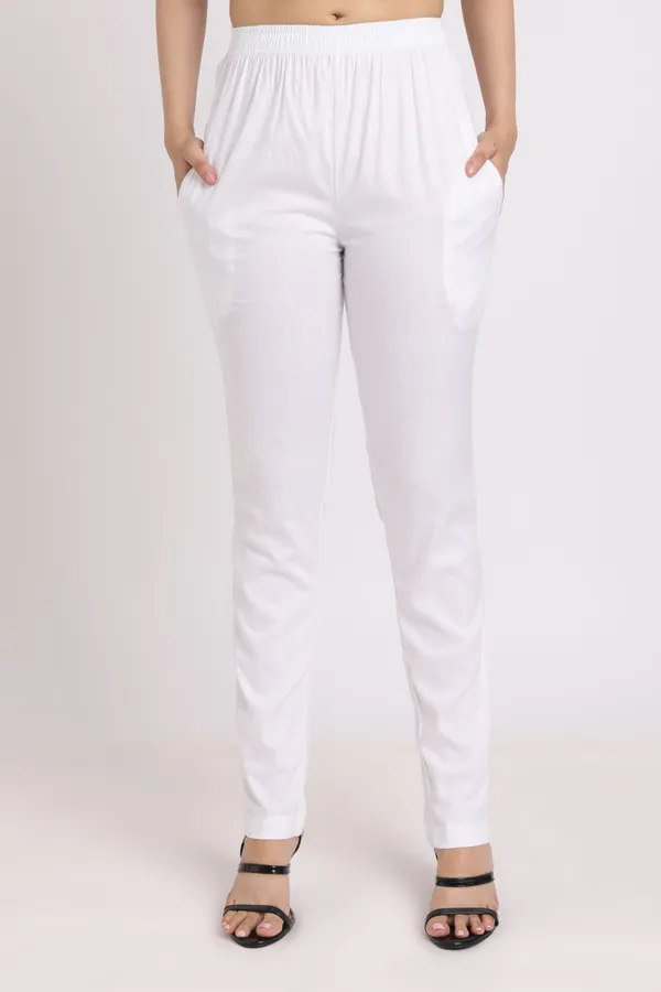 White_Rayon_Chudhidar_Pant_For_Women