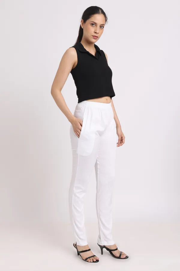 White_Rayon_Chudhidar_Pant_For_Women