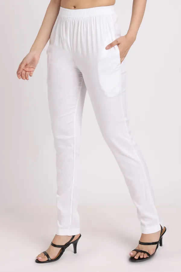 White_Rayon_Chudhidar_Pant_For_Women