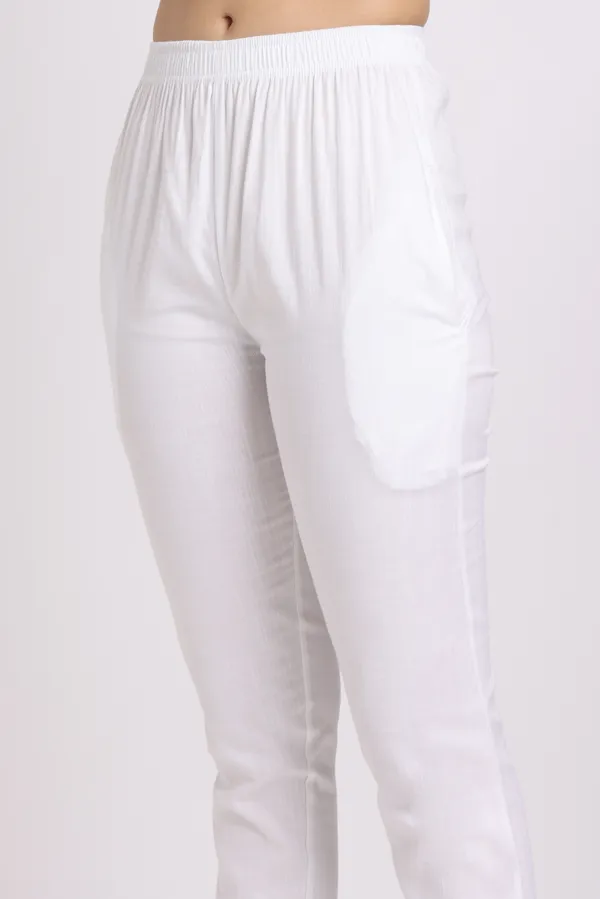 White_Rayon_Chudhidar_Pant_For_Women