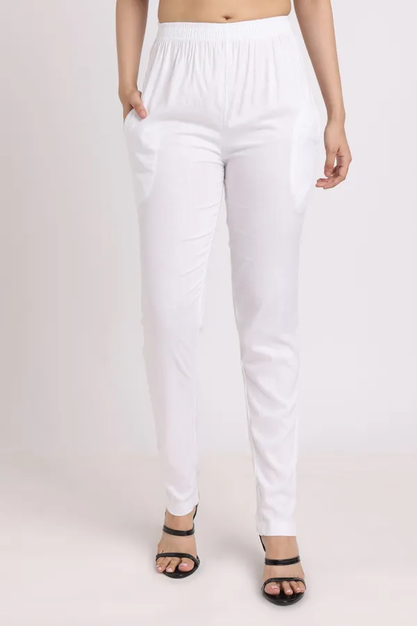 White_Rayon_Chudhidar_Pant_For_Women