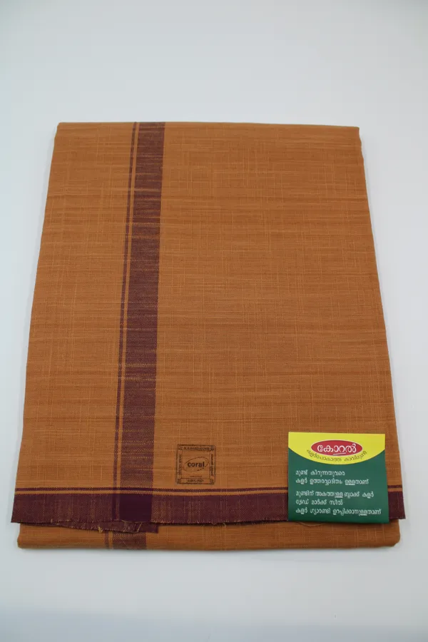 Cotton_Men'S_Single_Coral_Kavi_Mundu_With_Border-2Mtrs