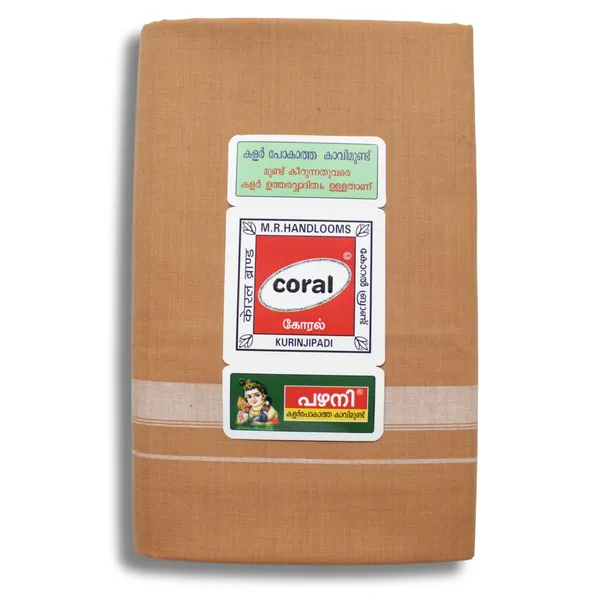 Cotton_Men'S_Single_Coral_Kavi_Mundu_With_Border-2Mtrs