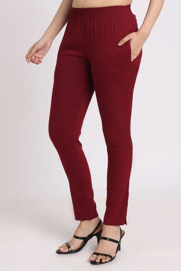 Maroon_Rayon_Chudhidar_Pant_For_Women