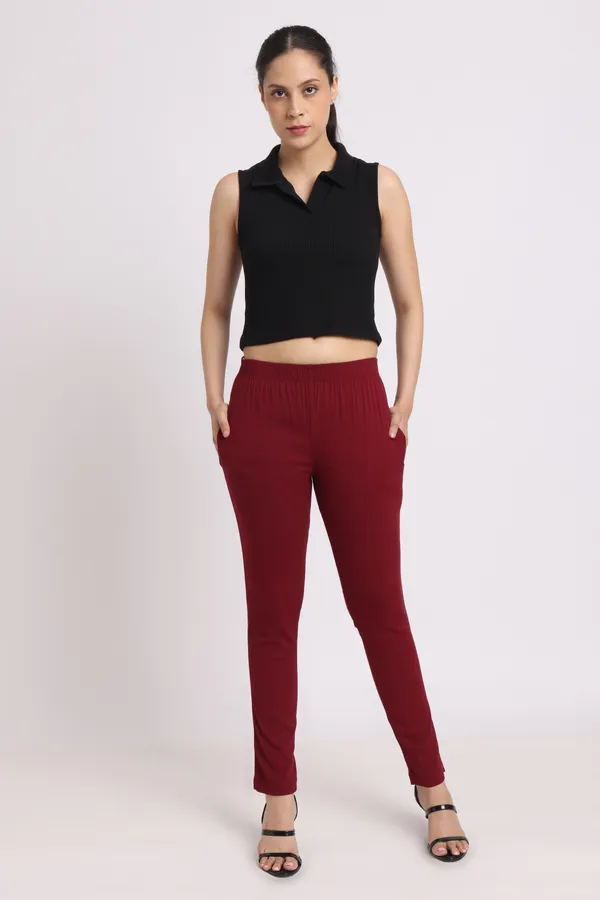 Maroon_Rayon_Chudhidar_Pant_For_Women