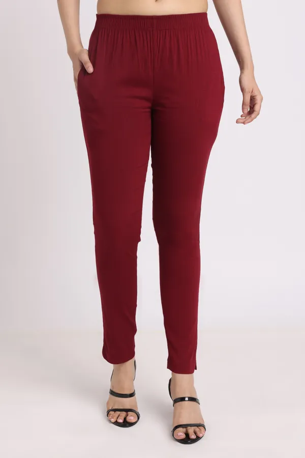 Maroon_Rayon_Chudhidar_Pant_For_Women