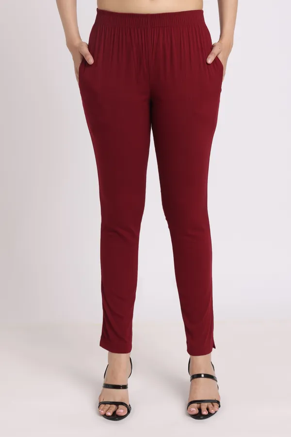 Maroon_Rayon_Chudhidar_Pant_For_Women