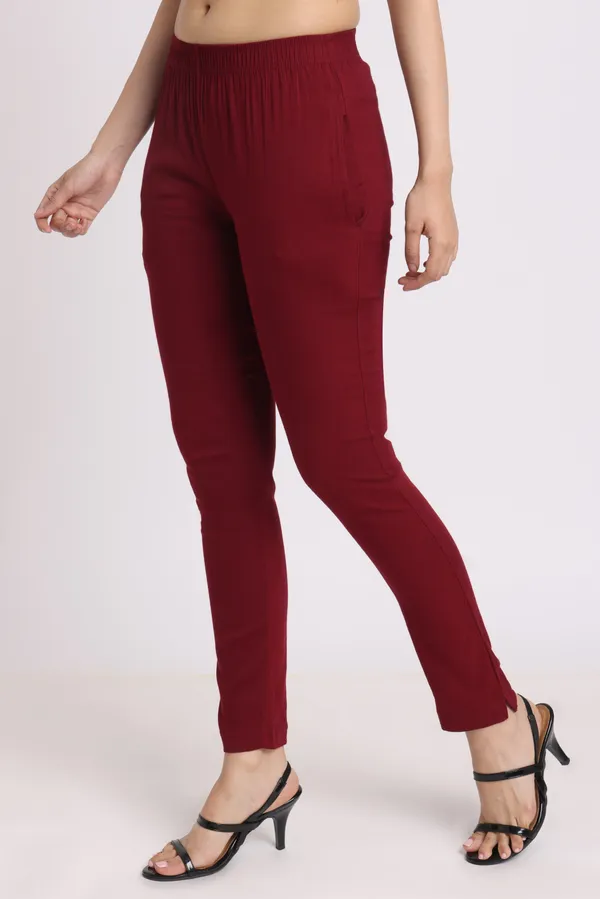 Maroon_Rayon_Chudhidar_Pant_For_Women