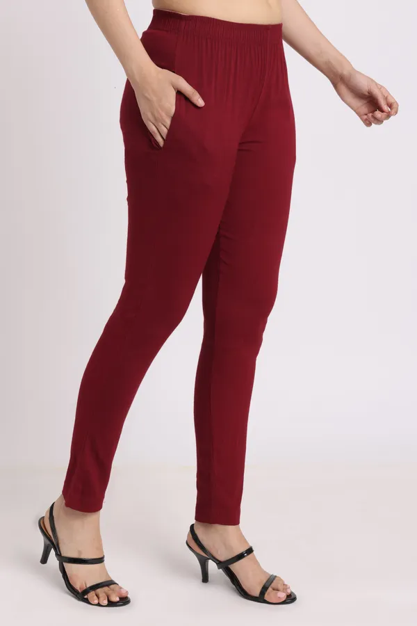 Maroon_Rayon_Chudhidar_Pant_For_Women