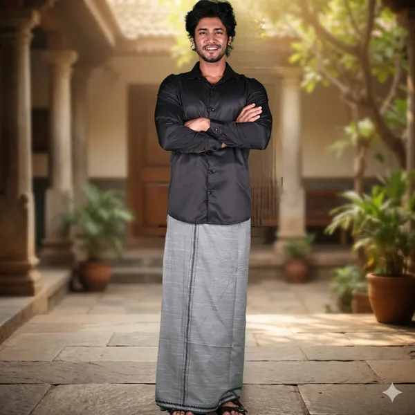 Cotton_Men'S_Single_Dhoti_With_Border-2Mtrs
